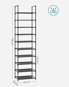 Szafka na buty z metalową ramą ORDEN, czarna