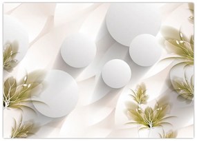 Obraz - 3D koła z kwiatami (70x50 cm)