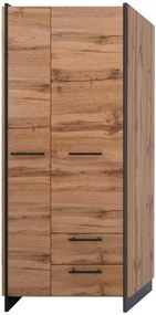 Duża szafa dwudrzwiowa z szufladami dąb wotan + czarny B0-C48