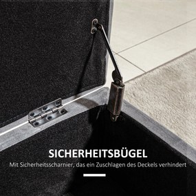 Stołek ławka ze schowkiem tapicerowana ławka skrzynia z siedziskiem drewno kauczukowe grafitowy | Aosom.pl