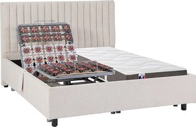 Łóżko elektryczne relaksacyjne dekoracyjne płytkowe + materac 3-strefowy 100% lateks - 2 x 70 x 190 cm - Tkanina - Beżowy - TIARI marki Ysmée