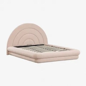 Łóżko Z Pojemnikiem Na Pościel Tapicerowane Tkaniną Bouclé Borzensi Bouclé Różowa & 180 X 200 Cm & Bez Materaca - Sklum