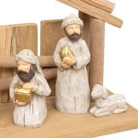 Szopka bożonarodzeniowa + 7 figurek, 30 x 18 cm