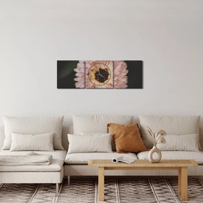 Obraz pomarańczowego kwiatu (z zegarem) (90x30 cm)