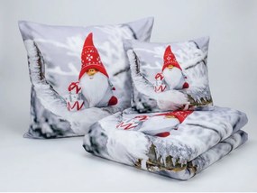PrzytulneMieszkanie.pl PrzytulneMieszkanie.pl Pościel z mikrosatyny WINTER GNOME szara + poszewka na poduszkę 45 x 45 cm gratis Rozmiar pościeli: 70 x 90 cm | 140 x 200 cm