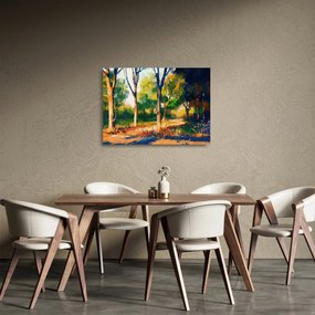 Obraz na szkle lasu w letnim słońcu, malarstwo (70x50 cm)