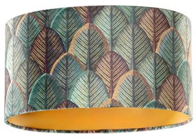 Aksamitny abażur w kształcie liści ze złotym wnętrzem, owalny 35/23/18