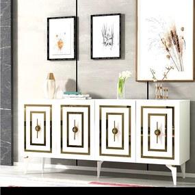 Komoda – 150 cm x 79 cm x 40 cm – Biała – Płyta wiórowa pokryta melaminą