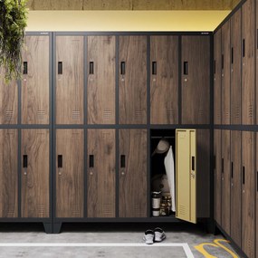 Szafa socjalna 10-drzwiowa BARTEK, 1360 x 1720 x 450 mm, Eco Design: antracytowa/ orzech