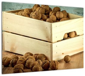 Obraz na szkle - Jesienna martwa natura z orzechami (70x50 cm)