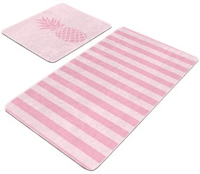 Różowe aksamitne dywaniki łazienkowe zestaw 2 szt. 60x100 cm – Mila Home
