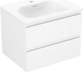 Mexen Rivel szafka łazienkowa 60 cm z umywalką Vela, 2 szuflady, ryflowana , biała mat - 91A20-06047-2-BFF01-W23M01