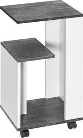 HOMCOM Stolik nocny, z 4 kółkami, 3 półkami, 35 x 29,5 x 65,5 cm, Szary/Biały