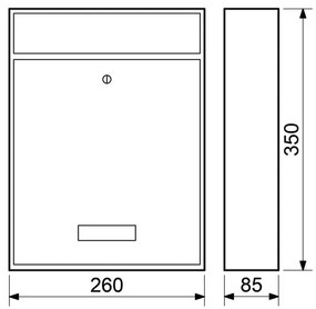 Skrzynka pocztowa odpowiednia do montażu, 350 x 260 x 85 mm, srebrna