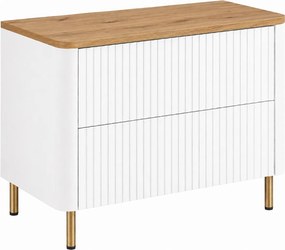 Szafka łazienkowa 80, Biały, blat dąb craft, nogi złote, 80,8 x 44,2 x 65 cm