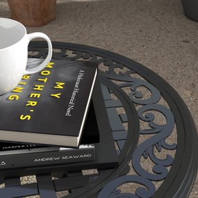 Outsunny Stolik boczny ogrodowy z aluminiową ramą, stolik tarasowy do 50 kg, czarny, 60 x 60 x 53 cm