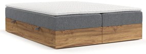 Szaro-naturalne łóżko boxspring ze schowkiem 160x200 cm Faro – Maison de Rêve