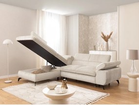 Kremowy sztruksowy narożnik (lewostronny/w kształcie litery L) Marbeya – Ropez