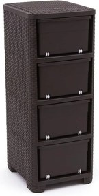 Ciemnobrązowa plastikowa wysoka szafka łazienkowa 33x79 cm Rattan – Curver