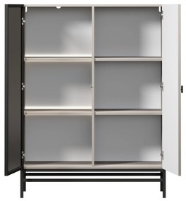 Witryna Lorini do salonu 100 cm - kaszmir / czarny uchwyt T-bar / stelaż