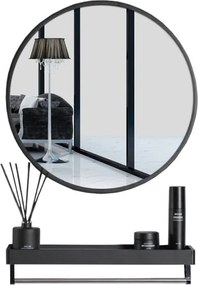 Okrągłe lustro ścienne Messa z półką 70 cm