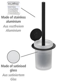 Samoprzylepna szklana szczotka do WC w kolorze matowej czerni Bivio – Wenko
