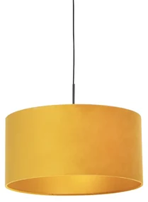 Lampa wisząca klosz welurowy żółto-złoty 50cm - CombiWiejski/ Rustykalny / Vintage Oswietlenie wewnetrzne