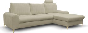 Masseno Narożnik VERONA z funkcją spania i pojemnikiem na pościel Narozniki L, Rozkładana sofa - Beżowy, LOFT 2