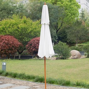 Outsunny Parasol ogrodowy z podwójnym dachem Drewniany kremowo-biały 2,7m Elegancka ochrona przeciwsłoneczna | Aosom PL