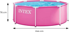 Różowy basen stelażowy dla dzieci 244 × 76 cm Intex 90-ND, 2843 litry