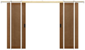 Drzwi przesuwne podwójne chowane w ścianie z MDF i drewna naturalny ciemny - 2 x wys. 205 x szer. 73 cm - SANDORA