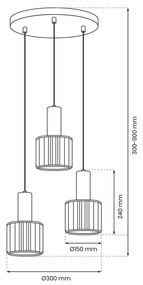 Lampa wisząca CRISTAL 3xE27, potrójne, kwadratowe klosze