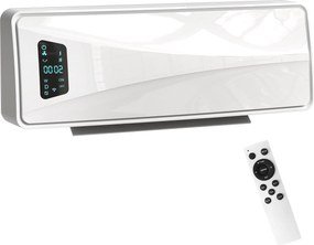 HOMCOM Oszczędny elektryczny grzejnik ścienny 2000W z 3 trybami, wyświetlaczem LED, termostatem, timerem i oscylacją, Biały | Aosom PL