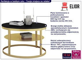 Stolik kawowy z metalową półką złoty + czarny Pini