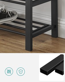 Szafka na buty z ławką i szarym siedziskiem MOBRIX 81x49 cm, czarna