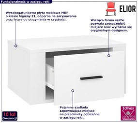 Nowoczesna wisząca szafka nocna biały połysk - Efos