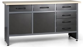 Stół warsztatowy G1, 840 x 1600 x 600 mm, 6 szuflad, 2 szafki
