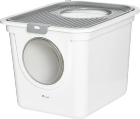 PawHut Kuweta dla kota z pokrywą i łopatką Higieniczna i łatwa w czyszczeniu Biała | Aosom PL