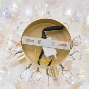 Designerska lampa sufitowa mosiężna z tęczowym szkłem 4-punktowa - Uvas