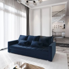 Masseno Sofa SIRO z funkcją spania i pojemnikiem na pościel, Rozkładana sofa - Niebieski, KRONOS 09