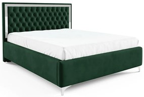 Ciemnozielone pikowane łóżko w stylu glamour H2-R59