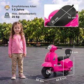 AIYAPLAY Elektryczny motorek dziecięcy Mini Vespa GTS 6V z akumulatorem litowym Ergonomiczne siedzisko i oparcie 1,5-3 lat | Aosom PL