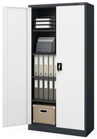 Biurowa szafa metalowa na akta JAN, 900 x 1850 x 400 mm, antracytowo-biała