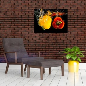 Obraz - papryki w wodzie (70x50 cm)