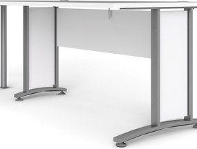 Biurko narożne Prima biały 230x200 szare nogi