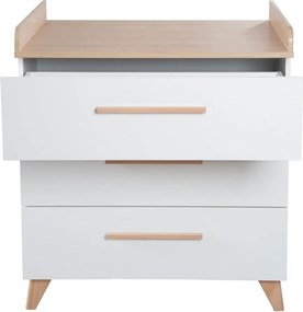 Biała komoda dziecięca w dekorze dębu z przewijakiem 88,5x99x76 cm Léon – Roba