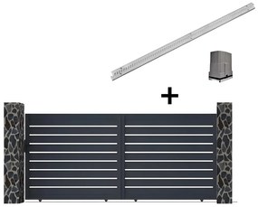 Brama elektryczna przesuwna ażurowa z antracytowego aluminium szer. 416 x wys. 183 cm - PRIMO