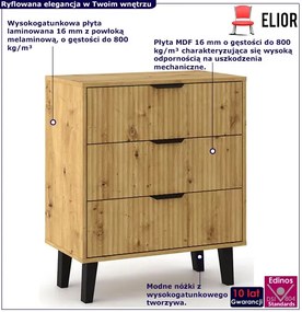 Komoda ryflowana z 3 szufladami dąb artisan N2-Z51