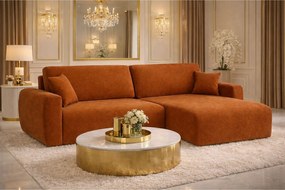 Narożnik z funkcją spania i pojemnikiem Ariel L, tkanina welurowa Salvador, Brązowy, Prawy