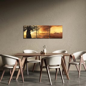 Obraz pomarańczowych chmur (z zegarem) (90x30 cm)